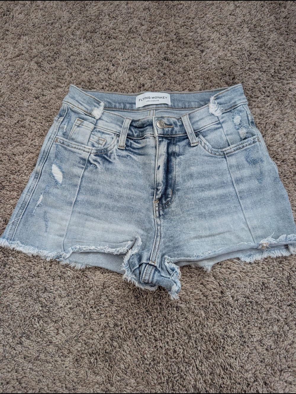 Flying Monkey Light Blue Distressed Denim Cutoff Shorts